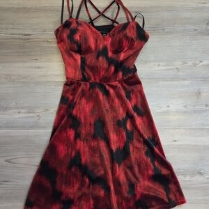 BCX Strapless Red and Black Velvet Dress